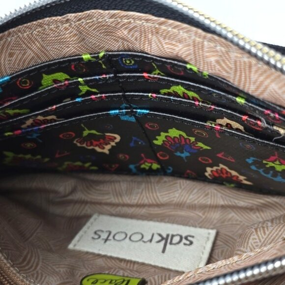 Sakroots Coated Canvas Double Bifold Wallet Clutch Multi Neon Boho Art-To-Wear - Picture 13 of 16